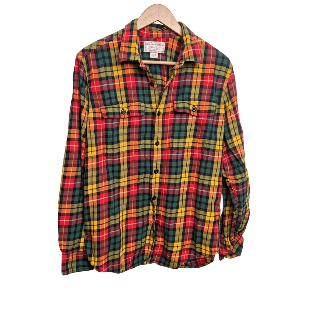 FILSON Men Flannel Shirt S Spruce Gold Flannel Heritage Rugged Gorpcore 20049628